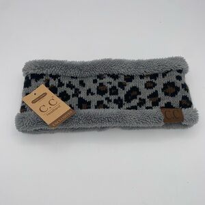 C.C Winter Soft Stretch Headband Grey Leopard NWT Cozy Knit Ear War